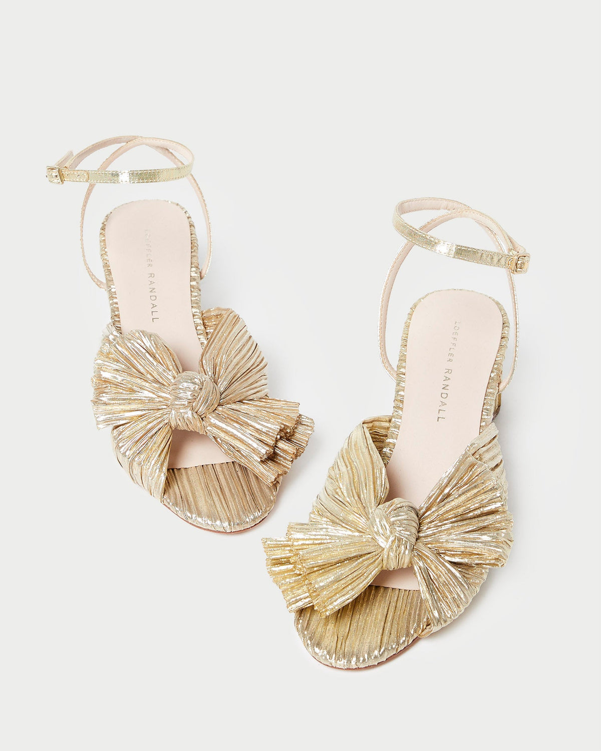Women Loeffler Randall Dahlia Gold Pleated Bow Heel