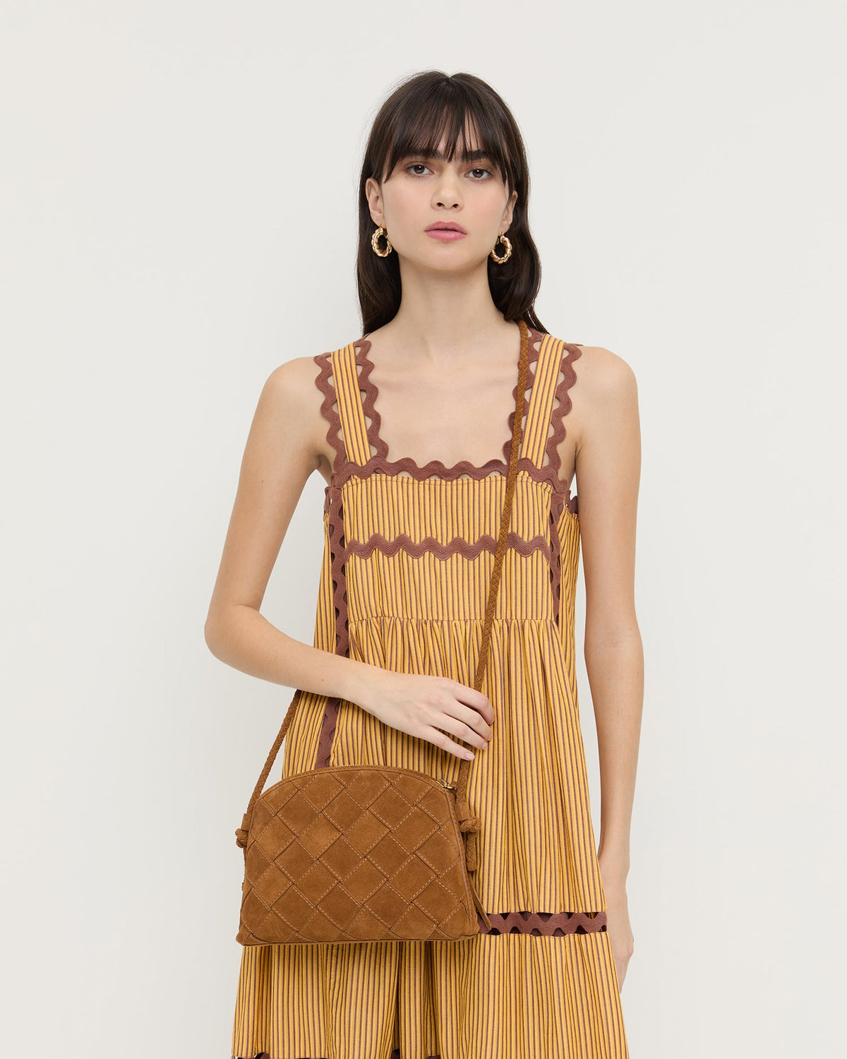 Women Loeffler Randall Mallory Cacao Woven Suede Crossbody
