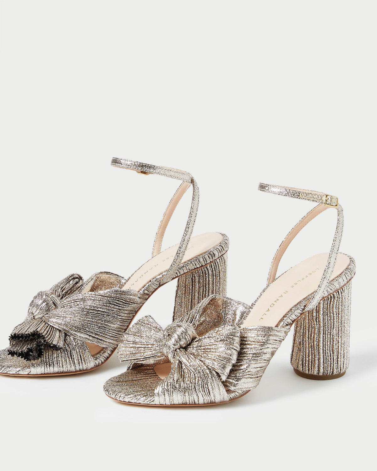 Women Loeffler Randall Camellia Champagne Pleated Bow Heel