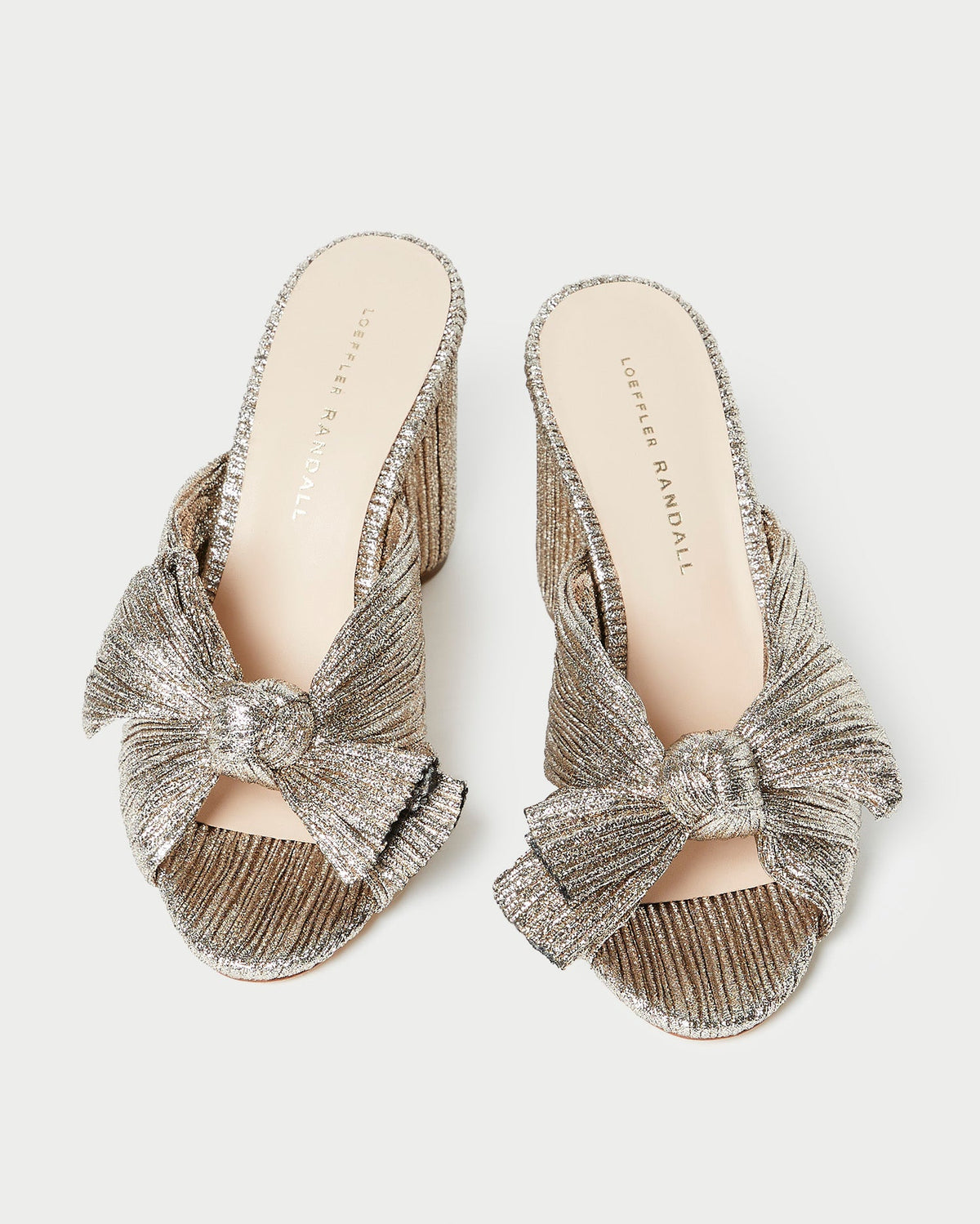 Women Loeffler Randall Penny Champagne Pleated Bow Heel