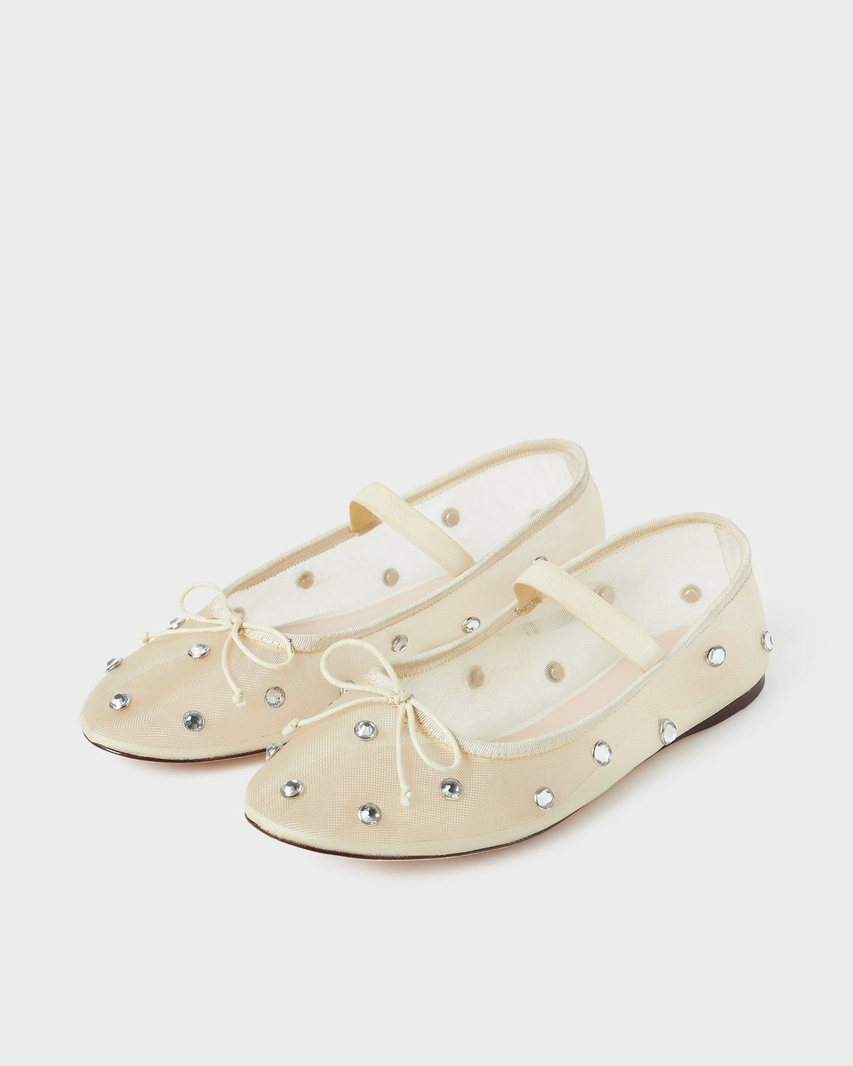 Women Loeffler Randall Leonie Cream/Crystal Ballet Flat