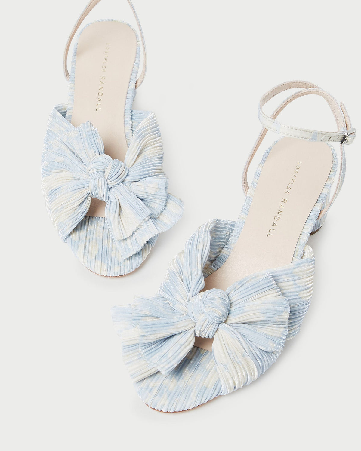 Women Loeffler Randall Dahlia Blue Floral Bow Heel