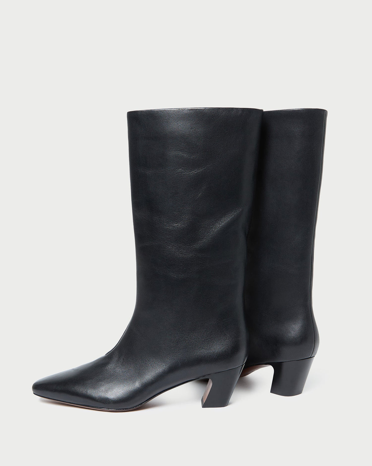 Women Loeffler Randall Cleo Black Leather Mid-Calf Boot
