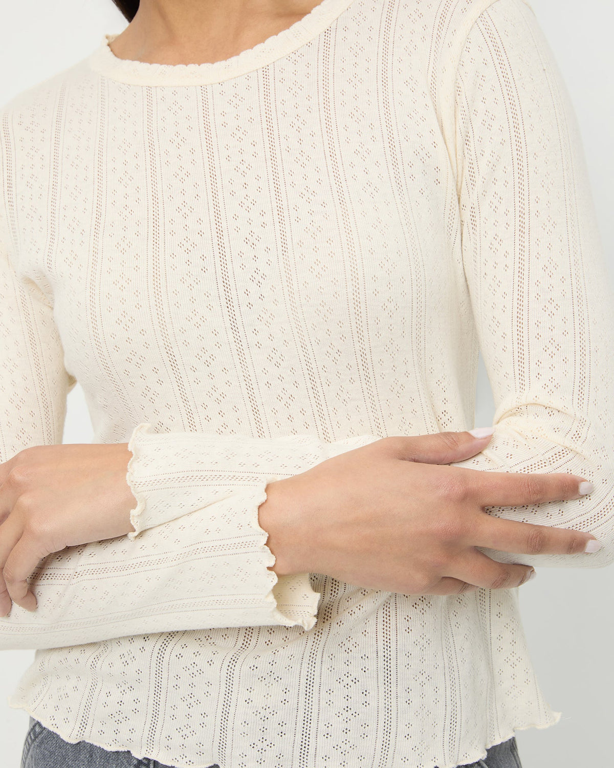 Women Loeffler Randall Lolo Pointelle Long-Sleeve Tee