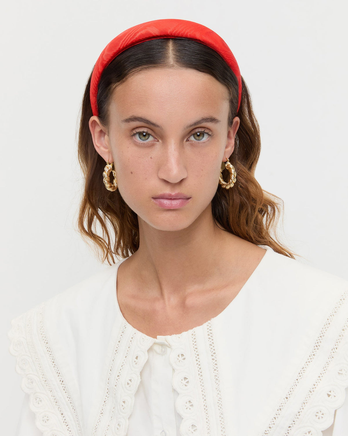 Women Loeffler Randall Marina Red Moiré Puffy Headband