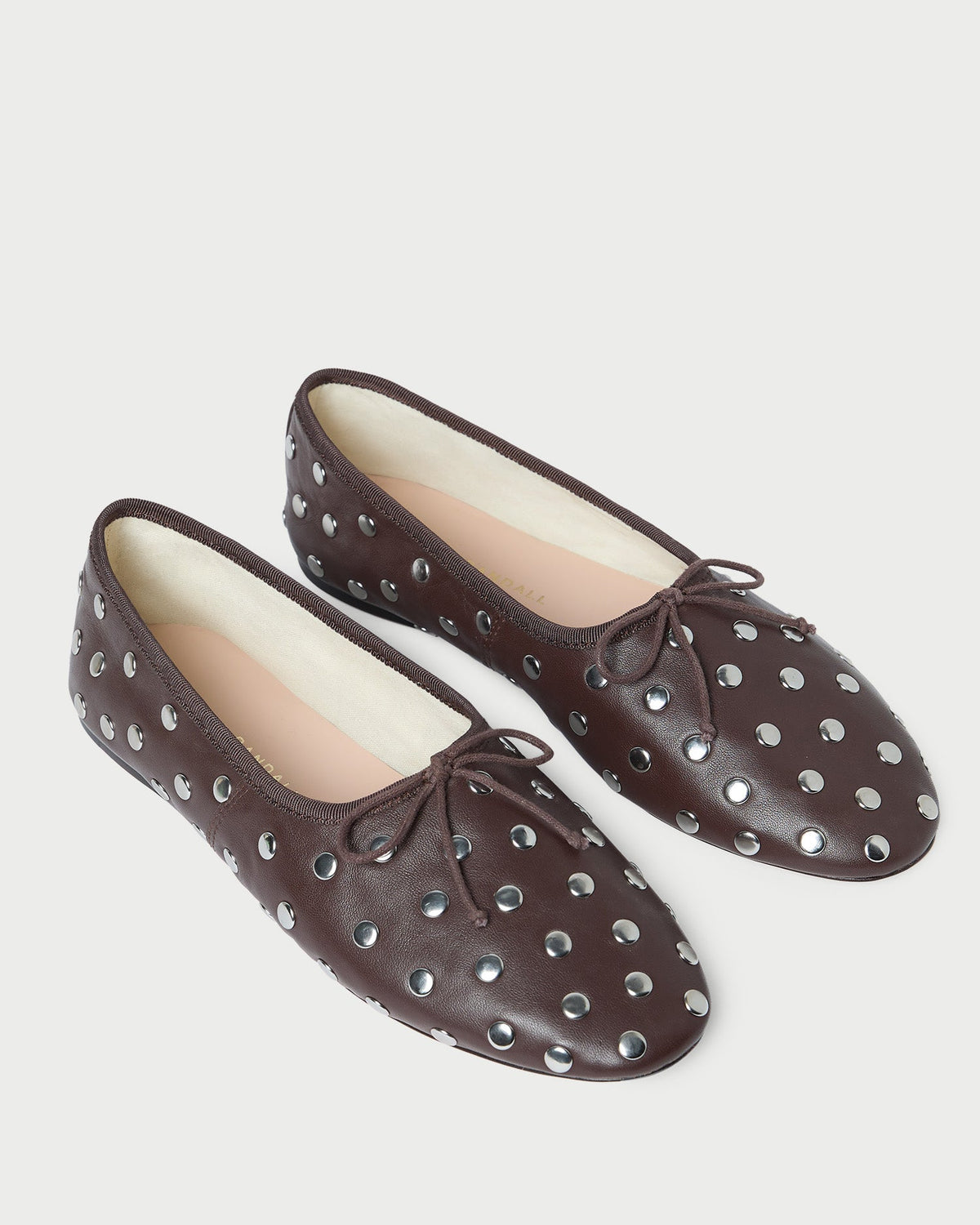 Women Loeffler Randall Landon Espresso/Silver Leather Ballet Flat