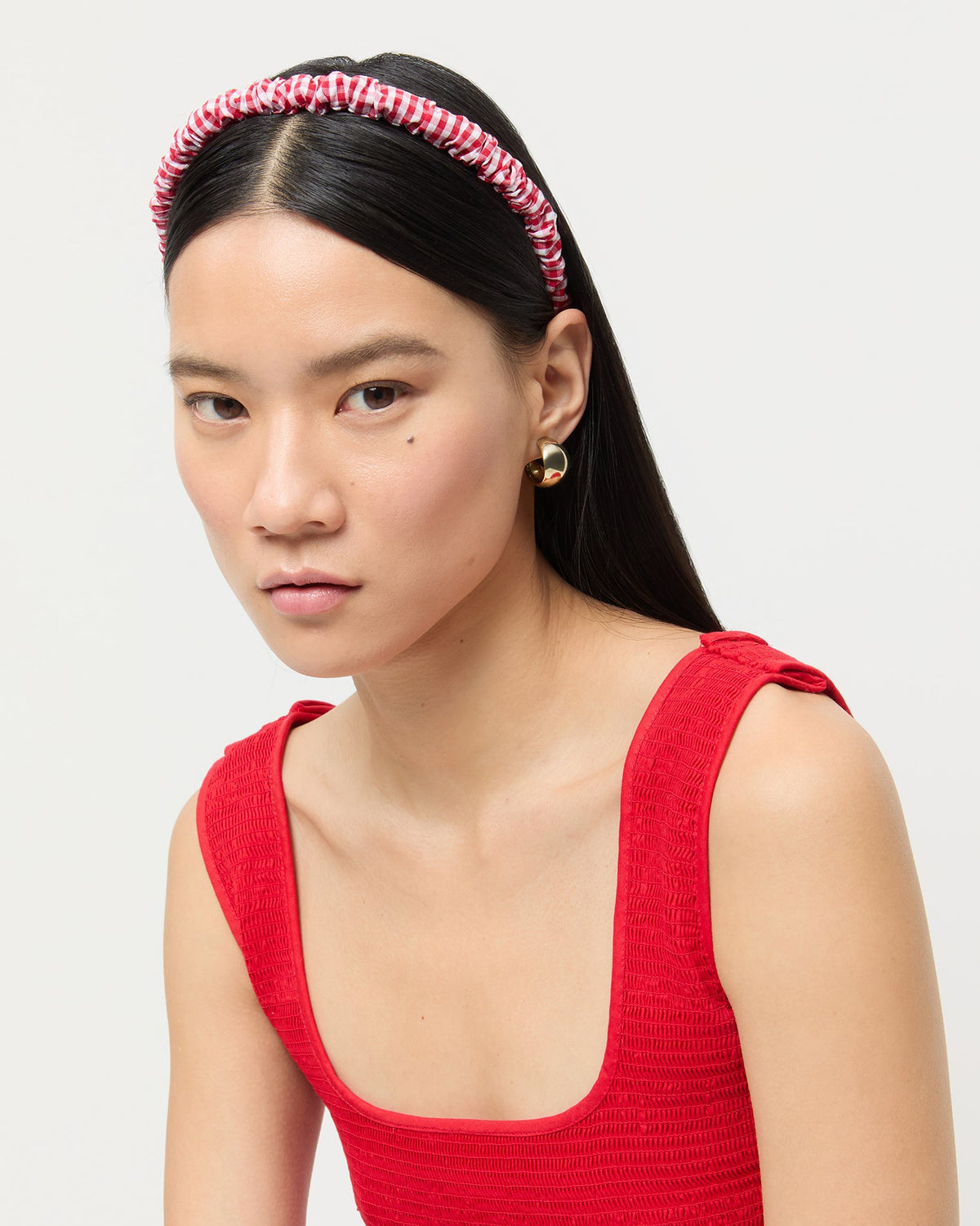 Women Loeffler Randall Sabine Red Gingham/Red Headband Set