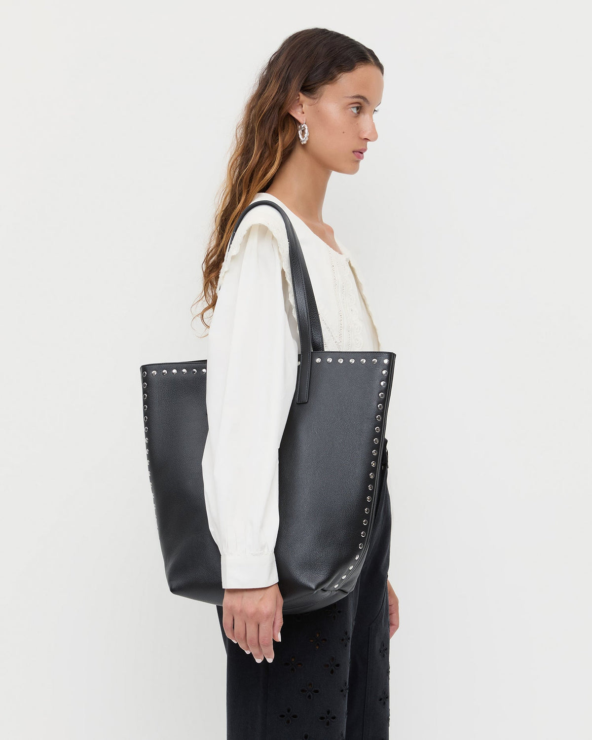 Women Loeffler Randall Walker Black/Silver Leather Tote