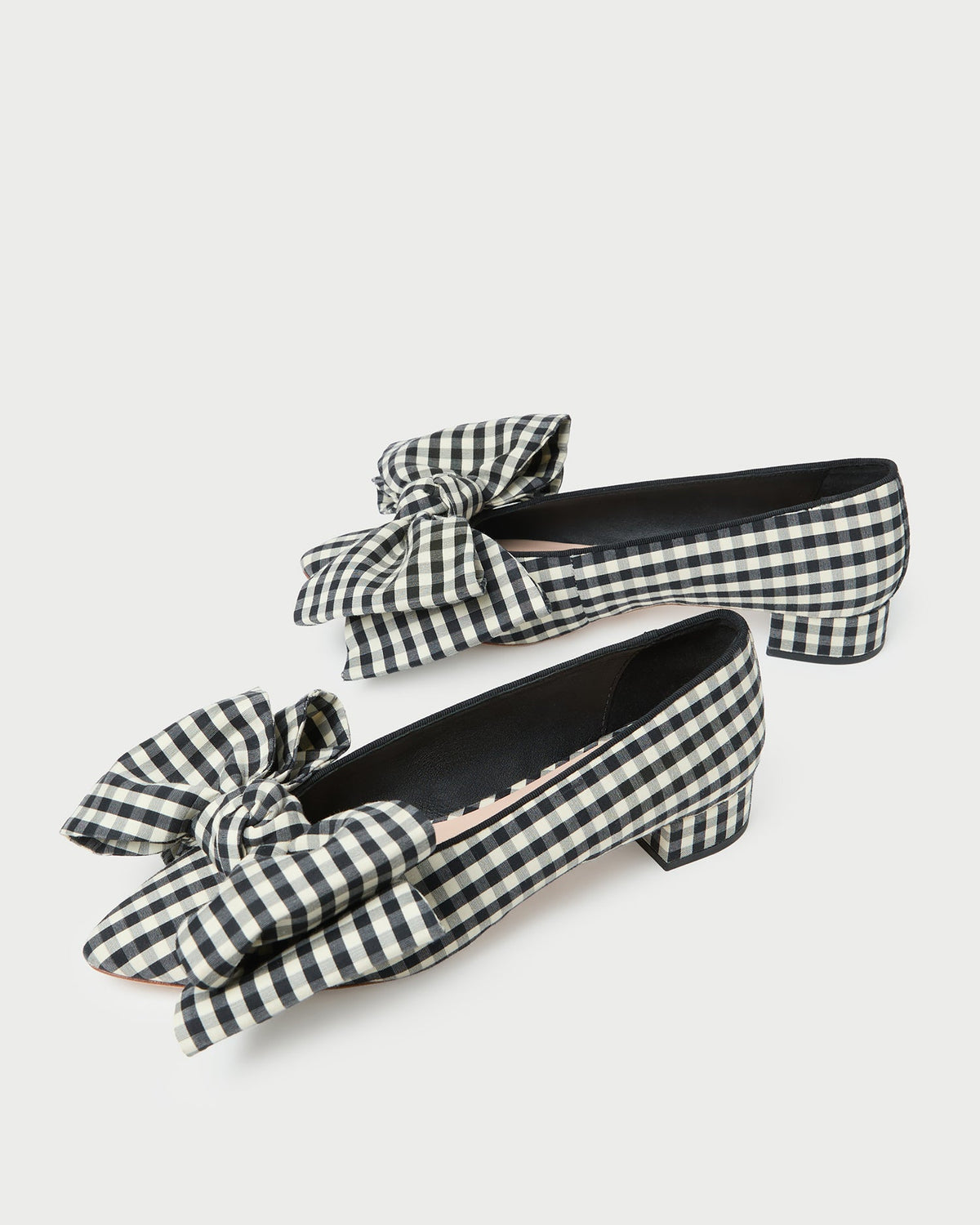 Women Loeffler Randall Noa Black/White Gingham Bow Flat