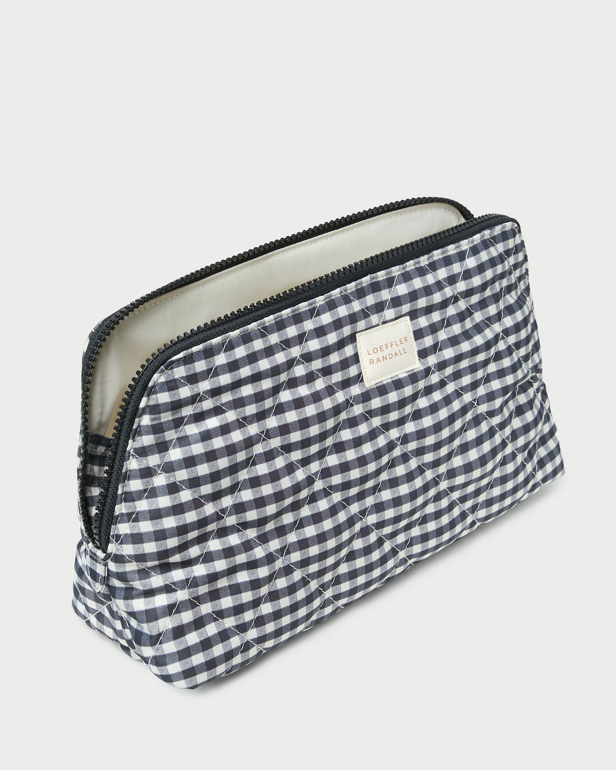 Women Loeffler Randall Frances Black/White Gingham Cosmetic Pouch