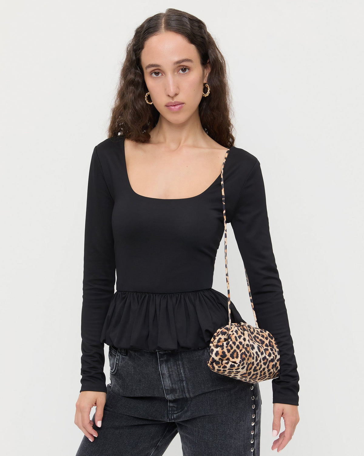 Women Loeffler Randall Bailey Leopard Jersey Dome Clutch