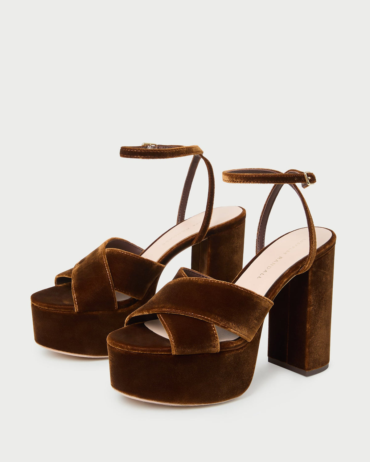 Women Loeffler Randall Loretta Brown Velvet Platform Sandal