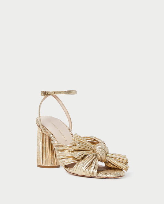 Women Loeffler Randall Camellia Gold Pleated Bow Heel