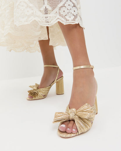 Women Loeffler Randall Camellia Gold Pleated Bow Heel