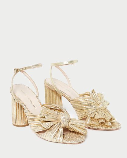 Women Loeffler Randall Camellia Gold Pleated Bow Heel