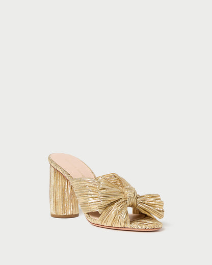 Women Loeffler Randall Penny Gold Pleated Bow Heel