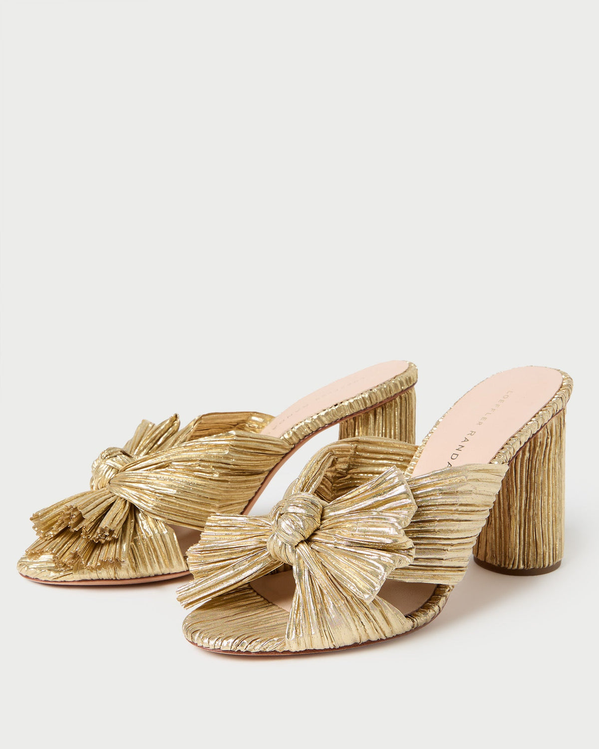 Women Loeffler Randall Penny Gold Pleated Bow Heel