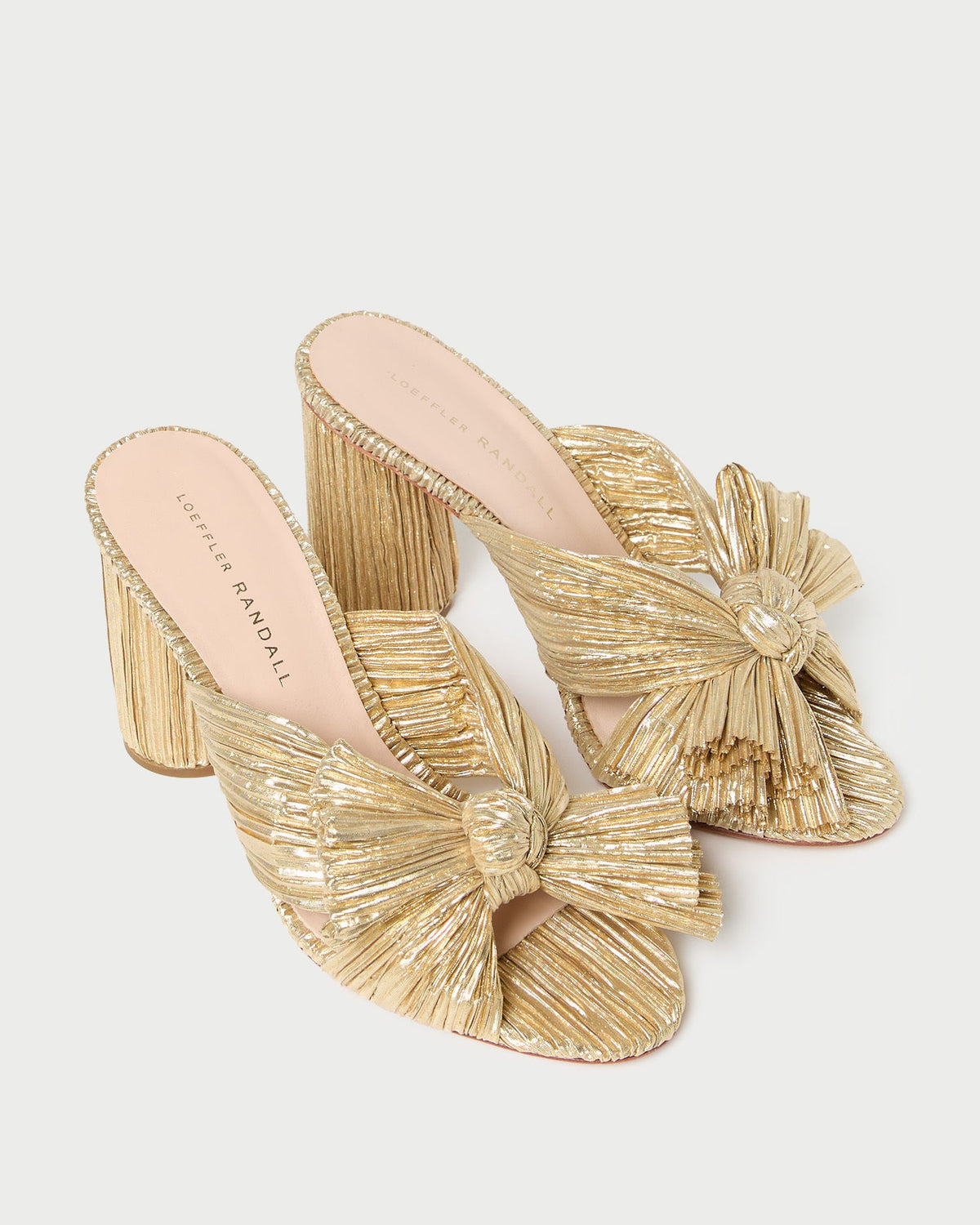 Women Loeffler Randall Penny Gold Pleated Bow Heel