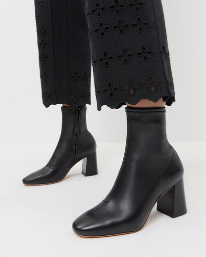 Women Loeffler Randall Elise Black Leather Stretch Bootie