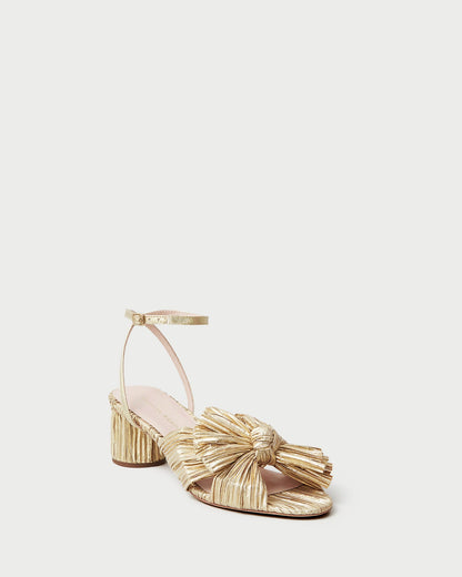 Women Loeffler Randall Dahlia Gold Pleated Bow Heel
