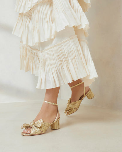 Women Loeffler Randall Dahlia Gold Pleated Bow Heel