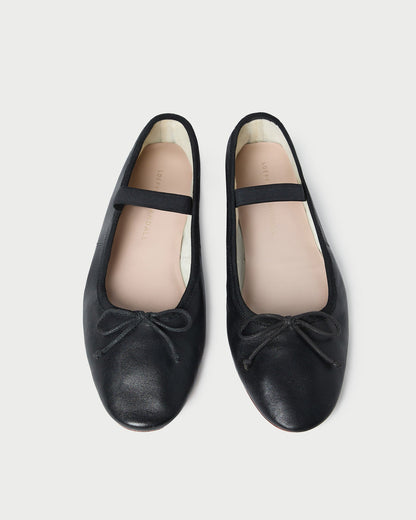 Women Loeffler Randall Leonie Black Leather Ballet Flat
