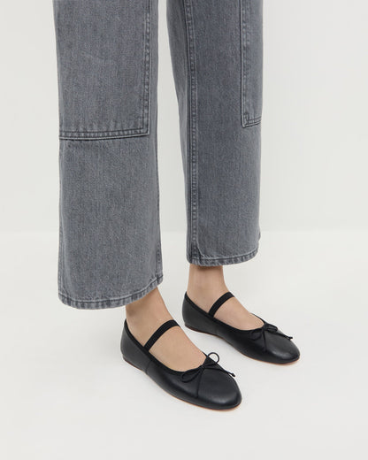 Women Loeffler Randall Leonie Black Leather Ballet Flat