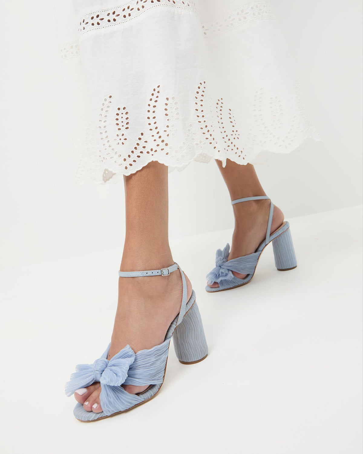 Women Loeffler Randall Camellia Blue Pleated Bow Heel
