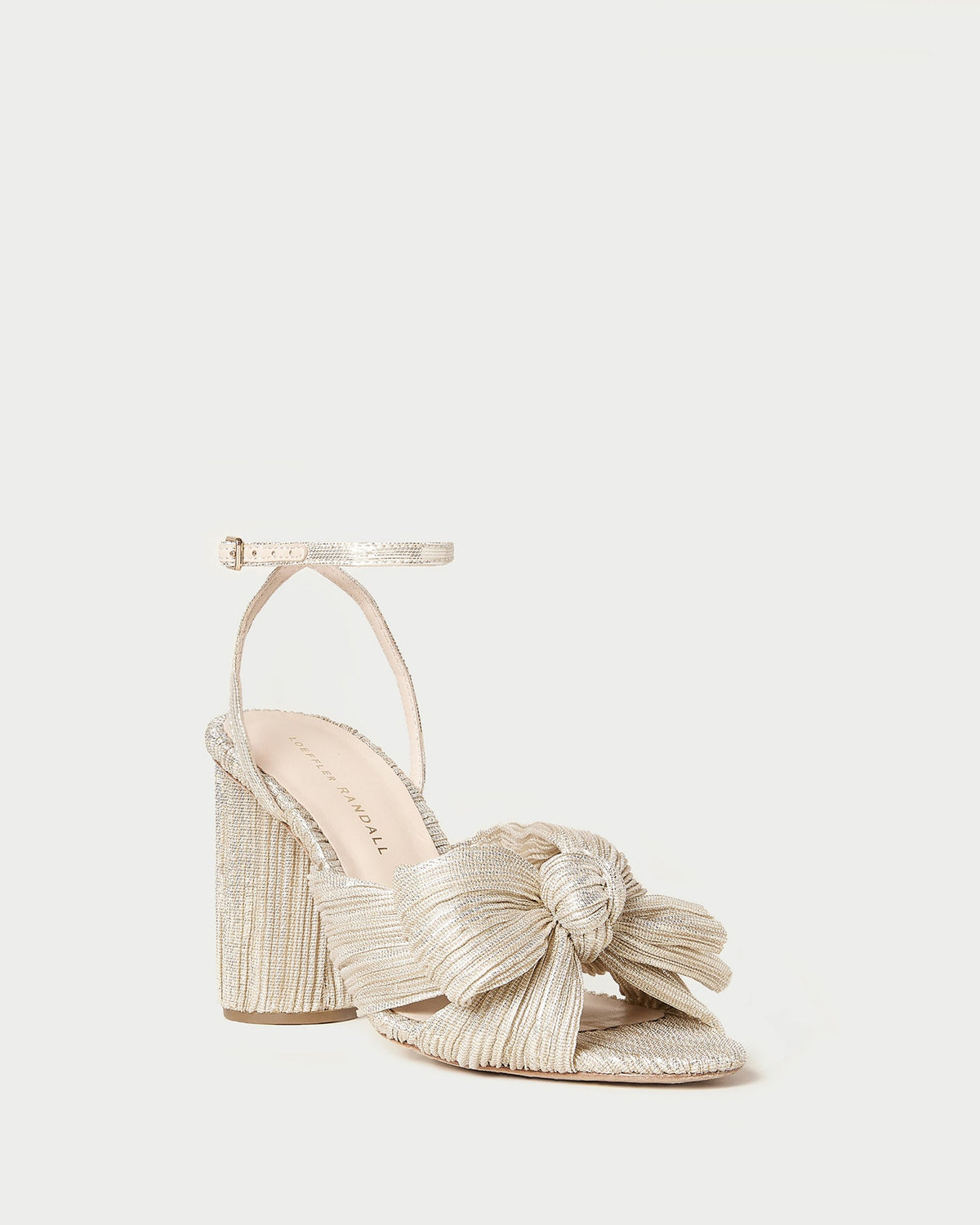 Women Loeffler Randall Camellia Platinum Pleated Bow Heel