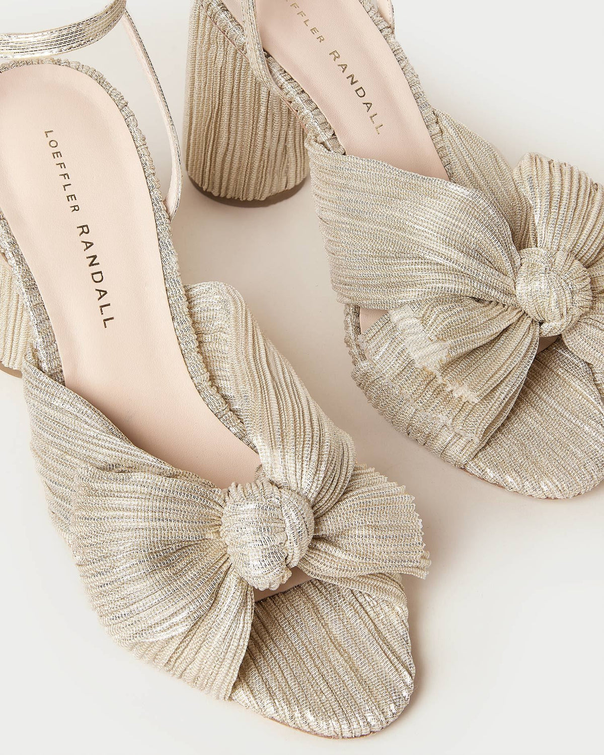 Women Loeffler Randall Camellia Platinum Pleated Bow Heel