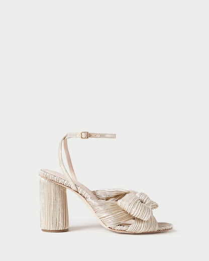 Women Loeffler Randall Camellia Platinum Pleated Bow Heel