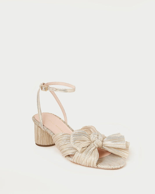Women Loeffler Randall Dahlia Platinum Pleated Bow Heel