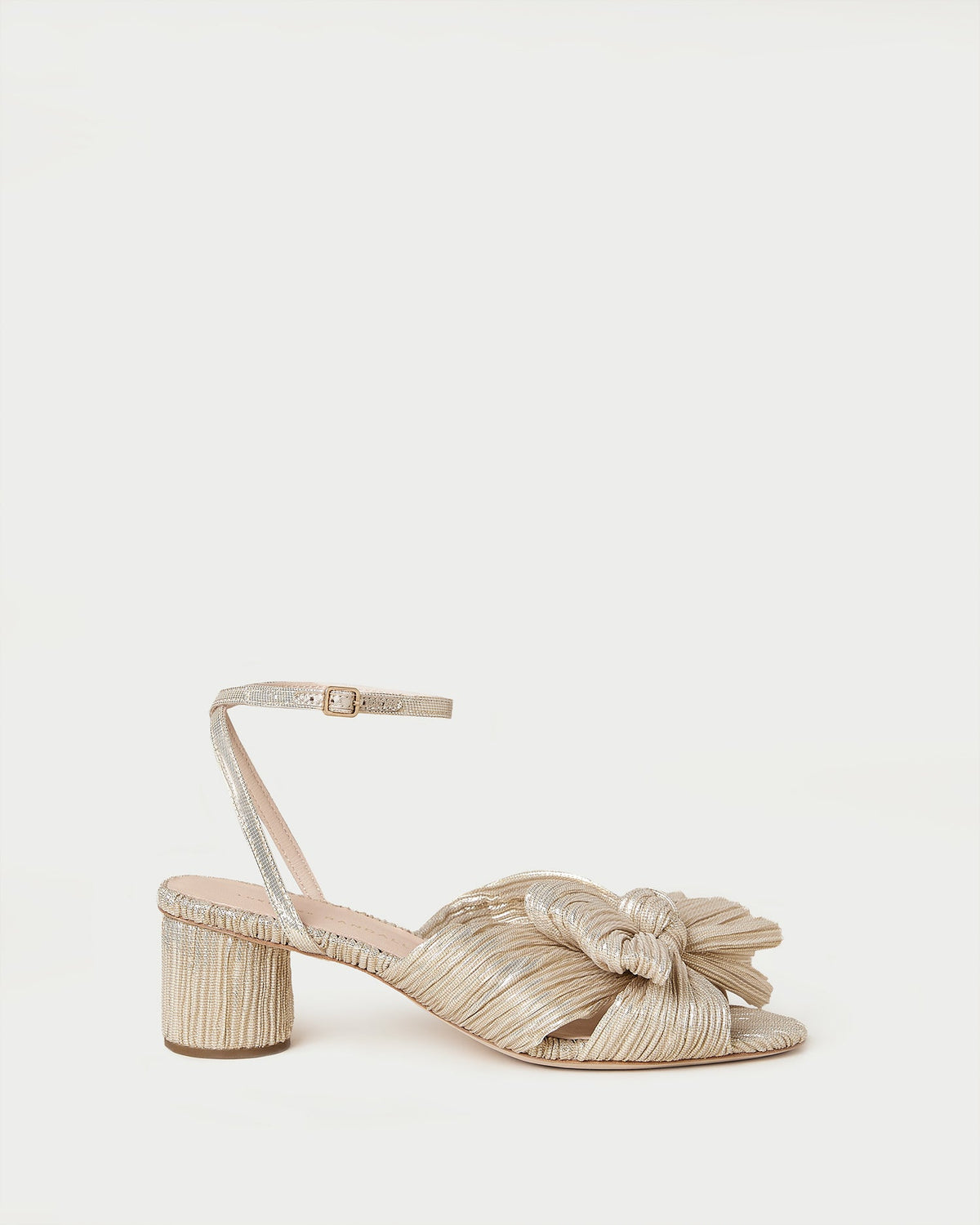 Women Loeffler Randall Dahlia Platinum Pleated Bow Heel