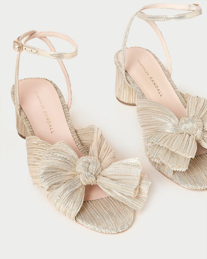 Women Loeffler Randall Dahlia Platinum Pleated Bow Heel