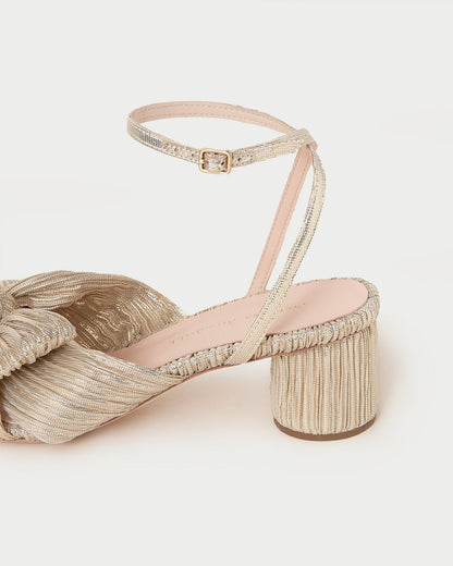 Women Loeffler Randall Dahlia Platinum Pleated Bow Heel