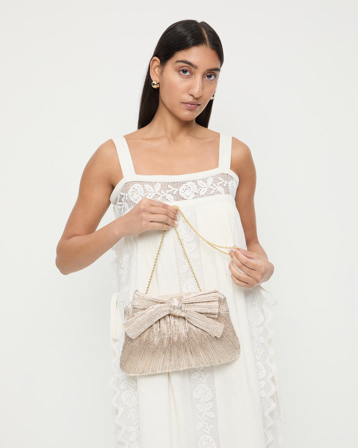 Women Loeffler Randall Rayne Platinum Bow Clutch