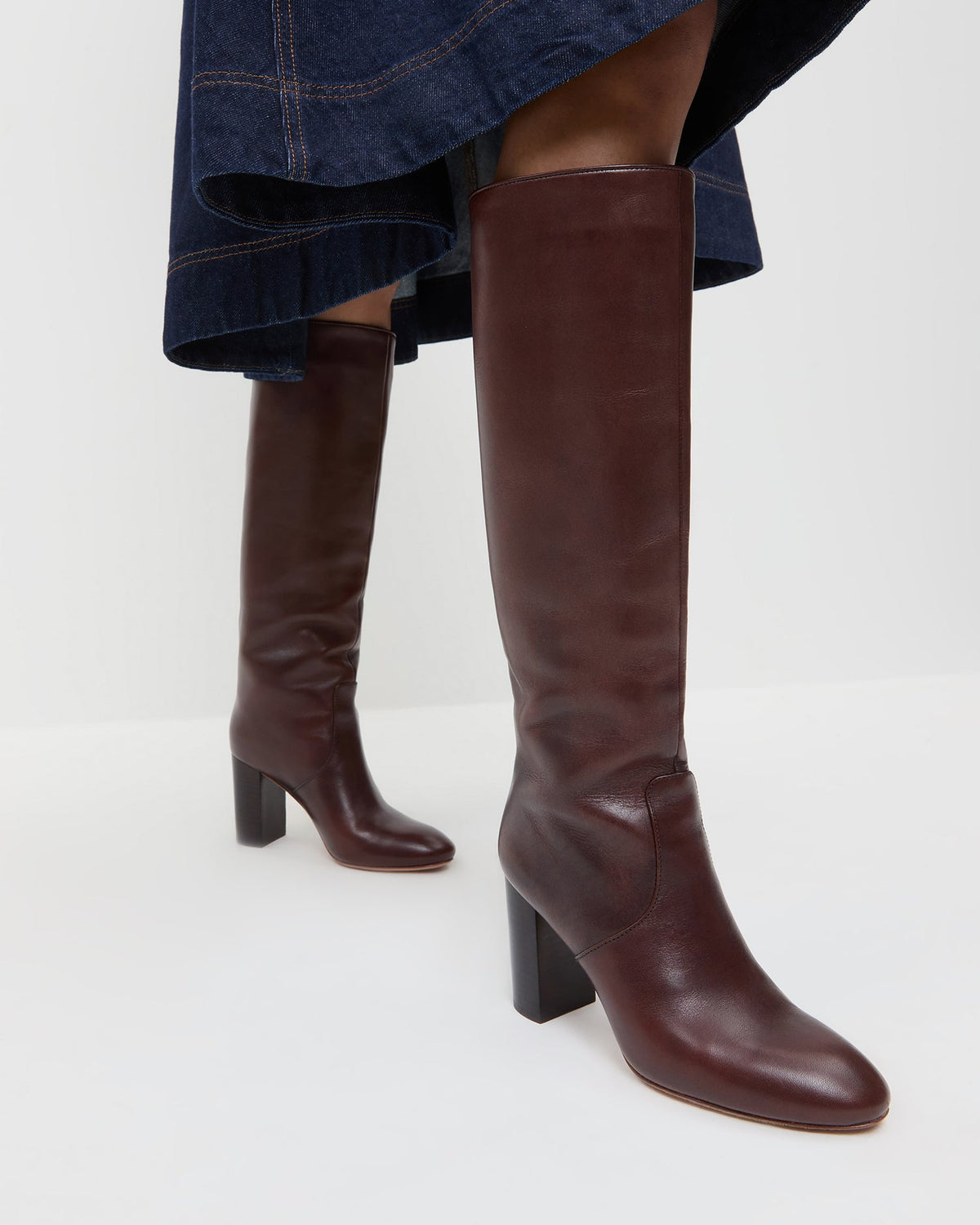 Women Loeffler Randall Goldy Espresso Leather Tall Boot