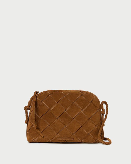 Women Loeffler Randall Mallory Cacao Woven Suede Crossbody