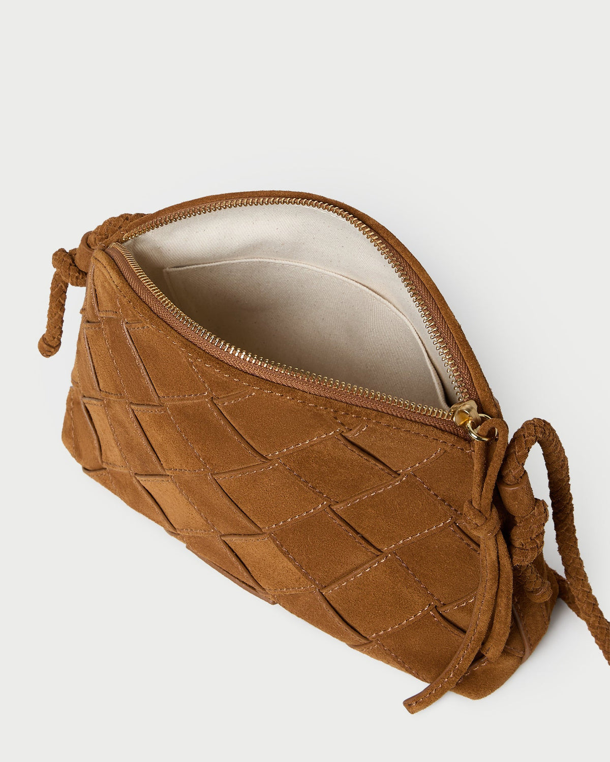 Women Loeffler Randall Mallory Cacao Woven Suede Crossbody