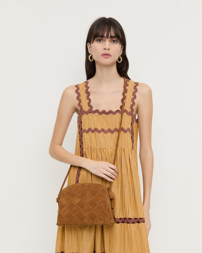 Women Loeffler Randall Mallory Cacao Woven Suede Crossbody