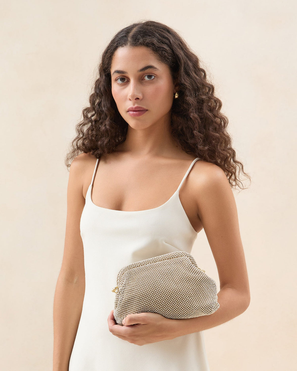 Women Loeffler Randall Doreen Gold Diamanté Frame Pouch