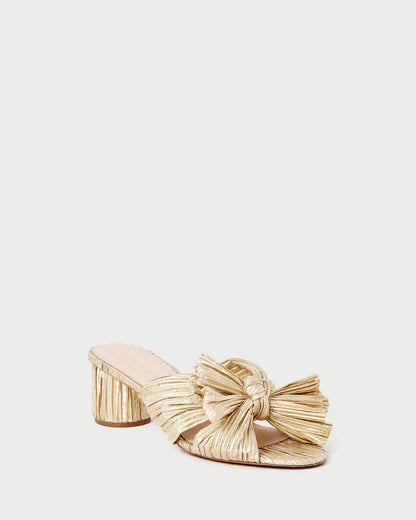 Women Loeffler Randall Emilia Gold Pleated Bow Heel