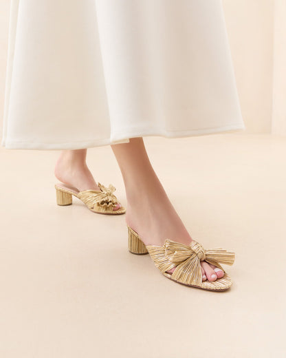 Women Loeffler Randall Emilia Gold Pleated Bow Heel