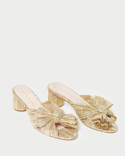Women Loeffler Randall Emilia Gold Pleated Bow Heel