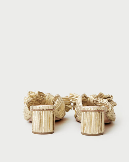 Women Loeffler Randall Emilia Gold Pleated Bow Heel