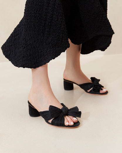 Women Loeffler Randall Emilia Black Pleated Bow Heel