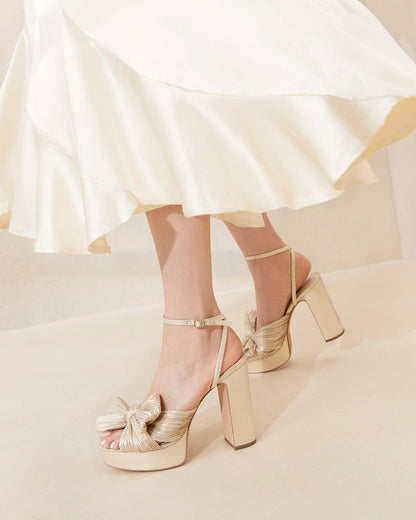 Women Loeffler Randall Natalia Platinum Platform Bow Heel