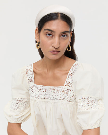 Women Loeffler Randall Bellamy Cream Satin Headband
