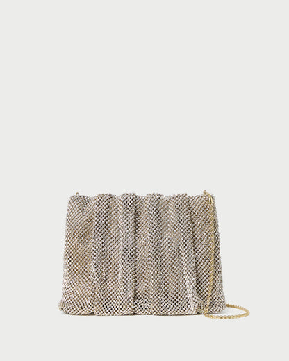 Women Loeffler Randall Ember Gold Diamante Gathered Clutch