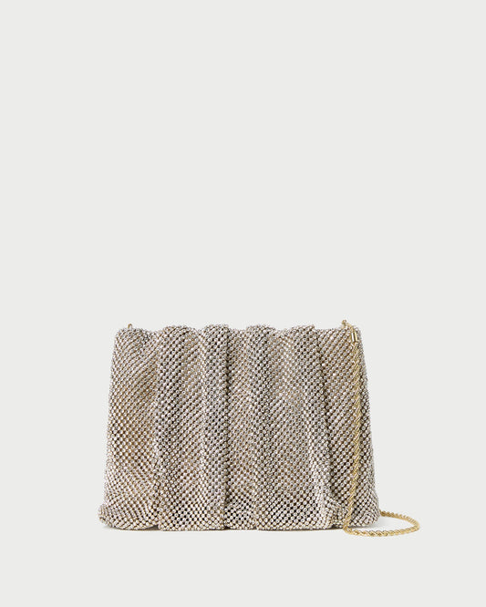 Women Loeffler Randall Ember Gold Diamante Gathered Clutch